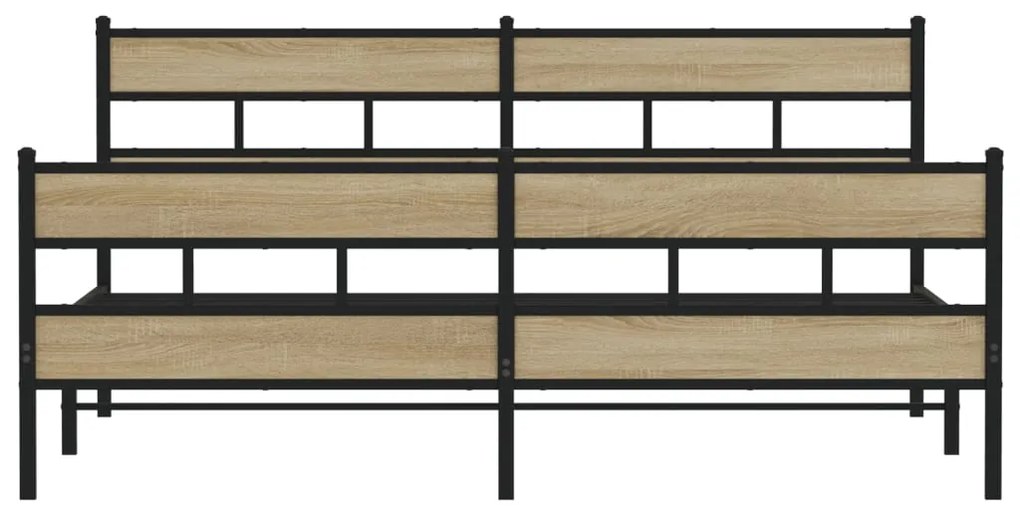 vidaXL Σκελετός Κρεβ. Χωρίς Στρώμα Sonoma Δρυς 183x213 εκ. Μεταλλικό