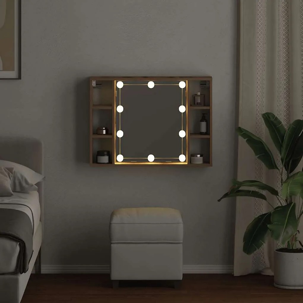 vidaXL Έπιπλο Καθρέπτη με LED Αρτισιανή Δρυς 76x15x55 εκ. Επεξ. Ξύλο