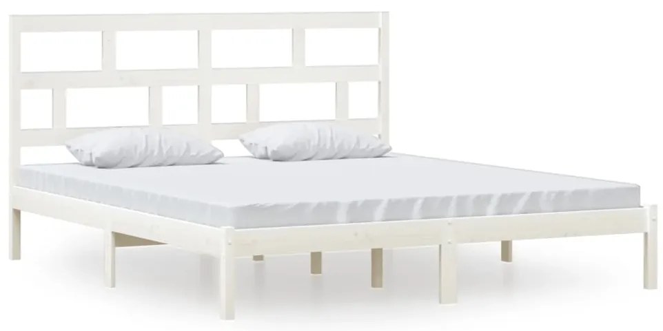 vidaXL Πλαίσιο Κρεβατιού Λευκό 180 x 200 εκ. Μασίφ Ξύλο Super King