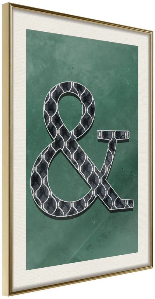 Αφίσα - Ampersand on Green Background - 40x60 - Χρυσό - Με πασπαρτού