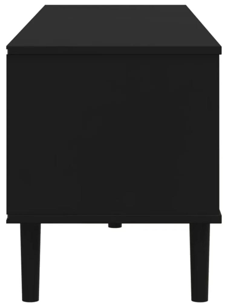 Έπιπλο Τηλεόρασης SENJA Μαύρο / Ρατάν 158x40x49 εκ. Μασίφ Πεύκο - Μαύρο