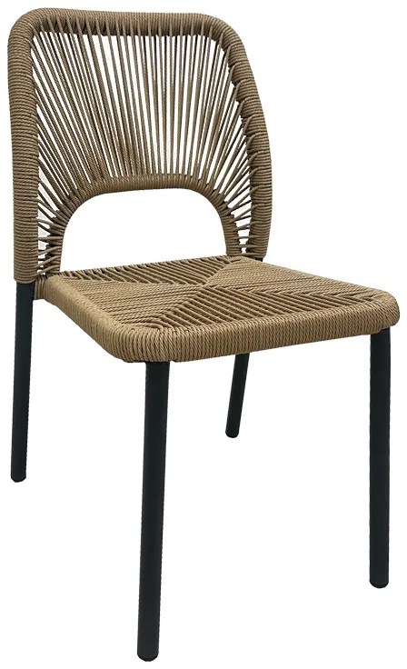 Intrahome Καρέκλα αλουμινίου Norture Intrahome στοιβαζόμενη ανθρακί σκελετός-pe rattan σε φυσική απόχρωση 45x63x82εκ | SKU: INTRAPA-475111116