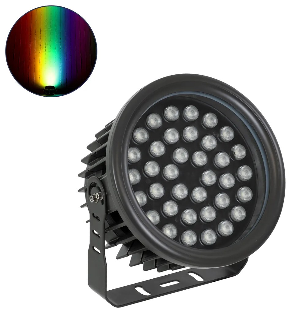 90400 GloboStar® GLOBOSTAR® FLOOD-NEVA 90400 Προβολέας Σποτ Wall Washer LED 72W 6120lm 30° DC 24V Αδιάβροχο IP65 RGBW DMX512 Dimmable - Μαύρο - Μ24.5 x Π24.5 x Υ14.7cm - 3 Χρόνια Εγγύηση