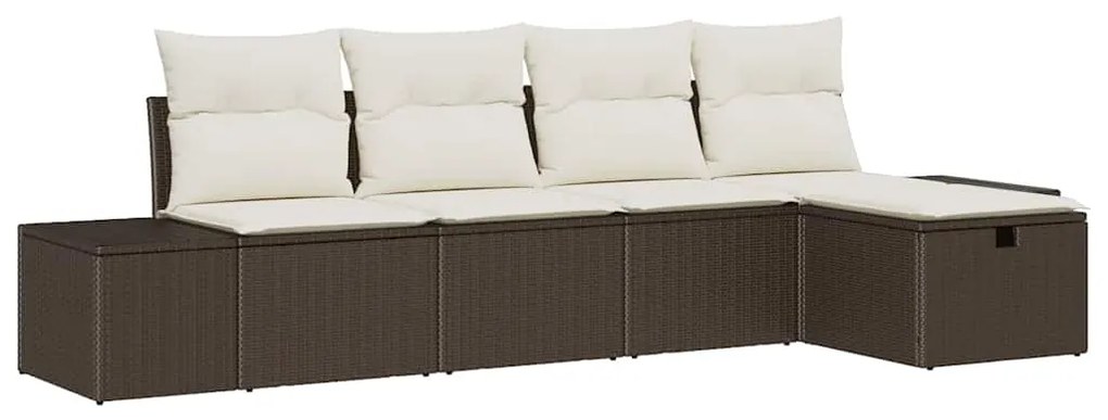 vidaXL Σετ Καναπέ Κήπου 5 pcs Καφέ 55 x 62 x 69 εκ Πολυ ράταν