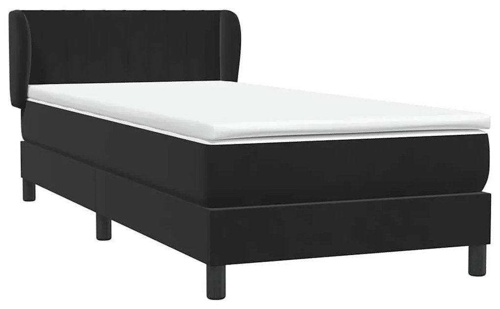 vidaXL Box Spring Κρεβάτι με στρώμα Μαύρο 100x220 εκ. Βελούδινο