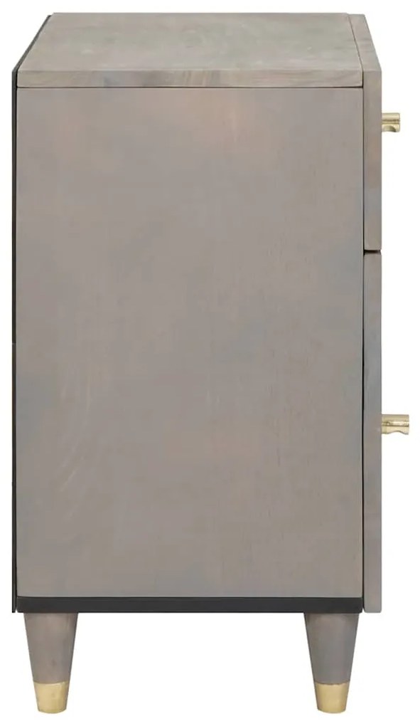 vidaXL Κομοδίνο με συρτάρι Γκρι 50 x 33 x 60 εκ Μασίφ ξύλο μάνγκο