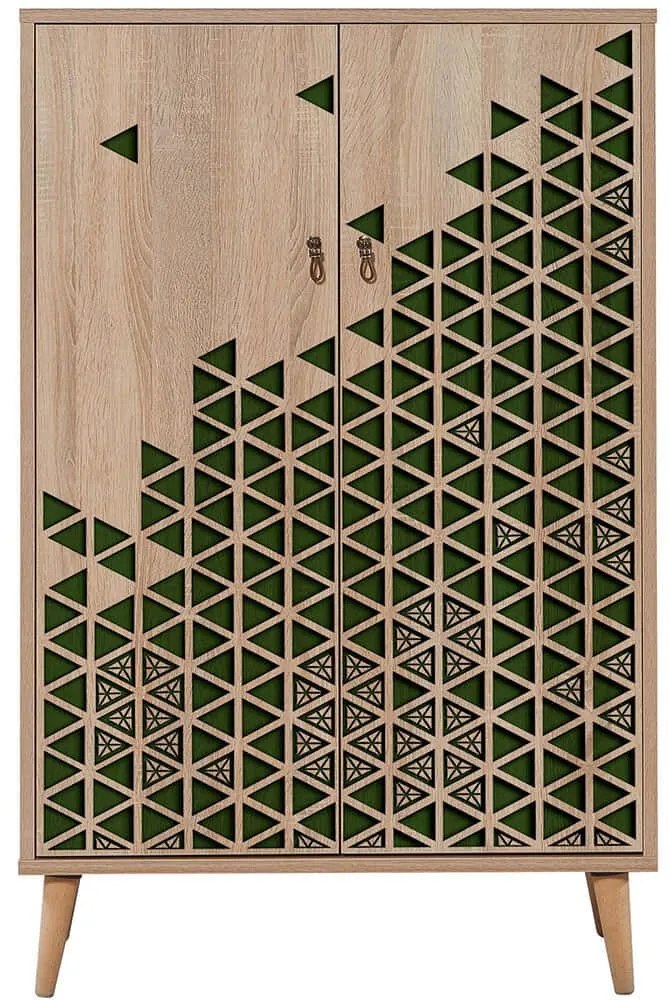 Παπουτσοθήκη - Ντουλάπι Multibox 869VEL3974 80x36x127cm Oak-Green Μοριοσανίδα,Ξύλο