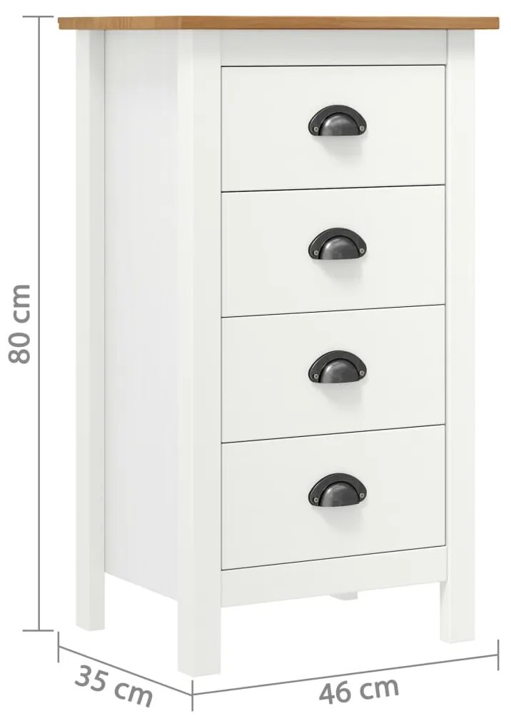 vidaXL Μπουφές Hill Λευκός 46x35x80 εκ. από Μασίφ Ξύλο Πεύκου