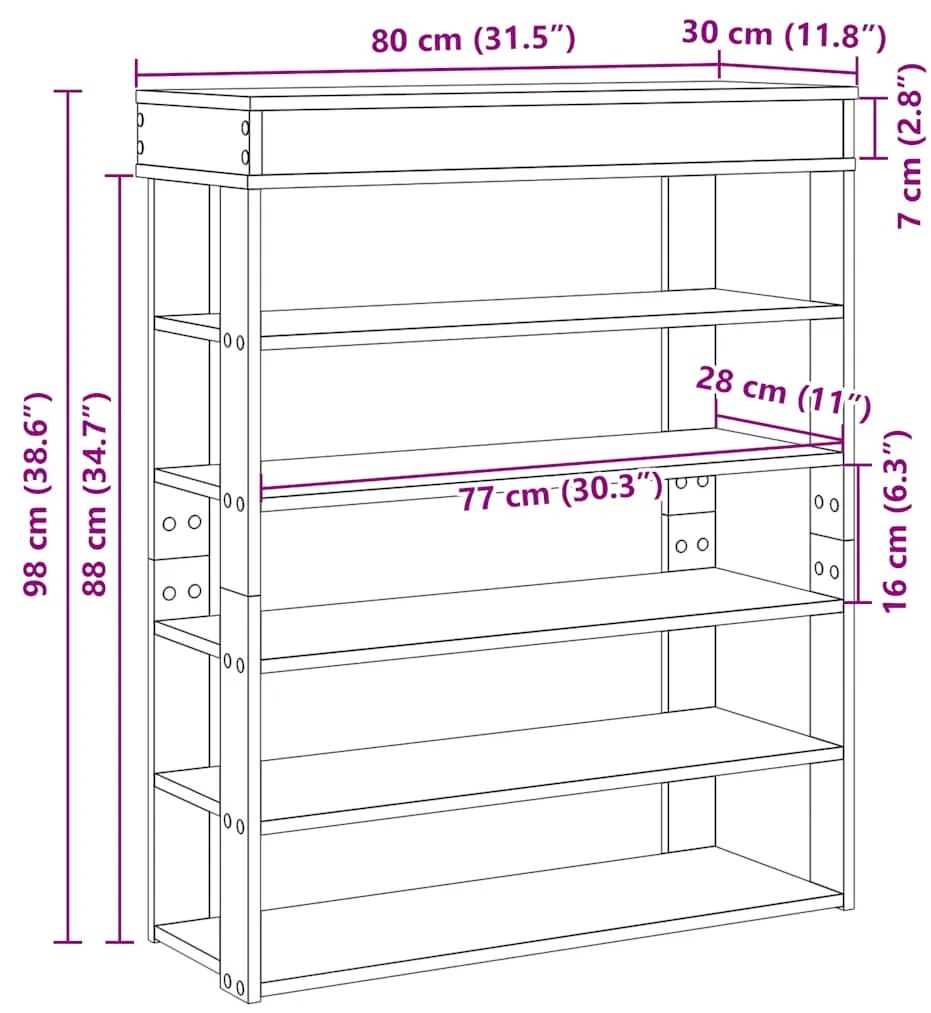 ΡΑΦΙ ΠΑΠΟΥΤΣΙΩΝ ΣΚΥΡΟΔΕΜΑ ΔΡΥΣ 80X30X98 CM ΚΑΤΑΣΚΕΥΑΣΜΕΝΟ ΞΥΛΟ 859935