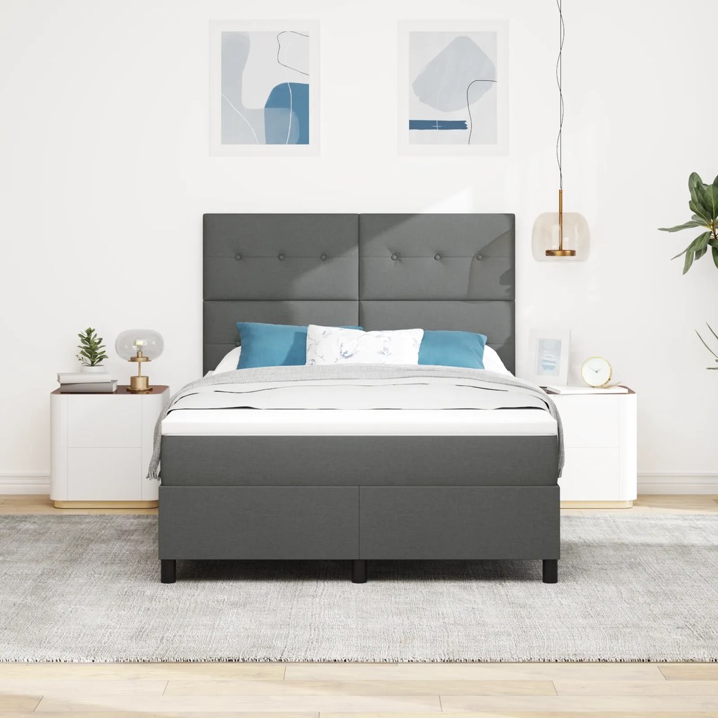 vidaXL Κρεβάτι Box Spring με Στρώμα Σκοτεινό Γκρι 160x200 cm Υφασμάτινο