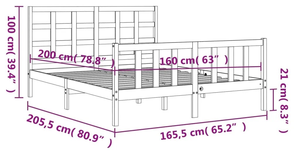 Σκελετός Κρεβ. Χωρίς Στρώμα Λευκό 160x200 εκ Μασίφ Πεύκο - Λευκό