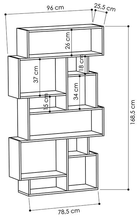 Βιβλιοθήκη Karmato χρώμα πετρόλ 96x25.5x168.5εκ 96x25.5x168.5 εκ.