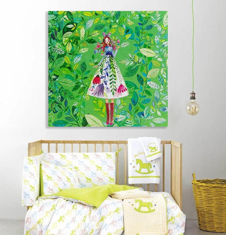 Παιδικός πίνακας σε καμβά φύλλα με κοπέλα KNV0409 40cm x 40cm