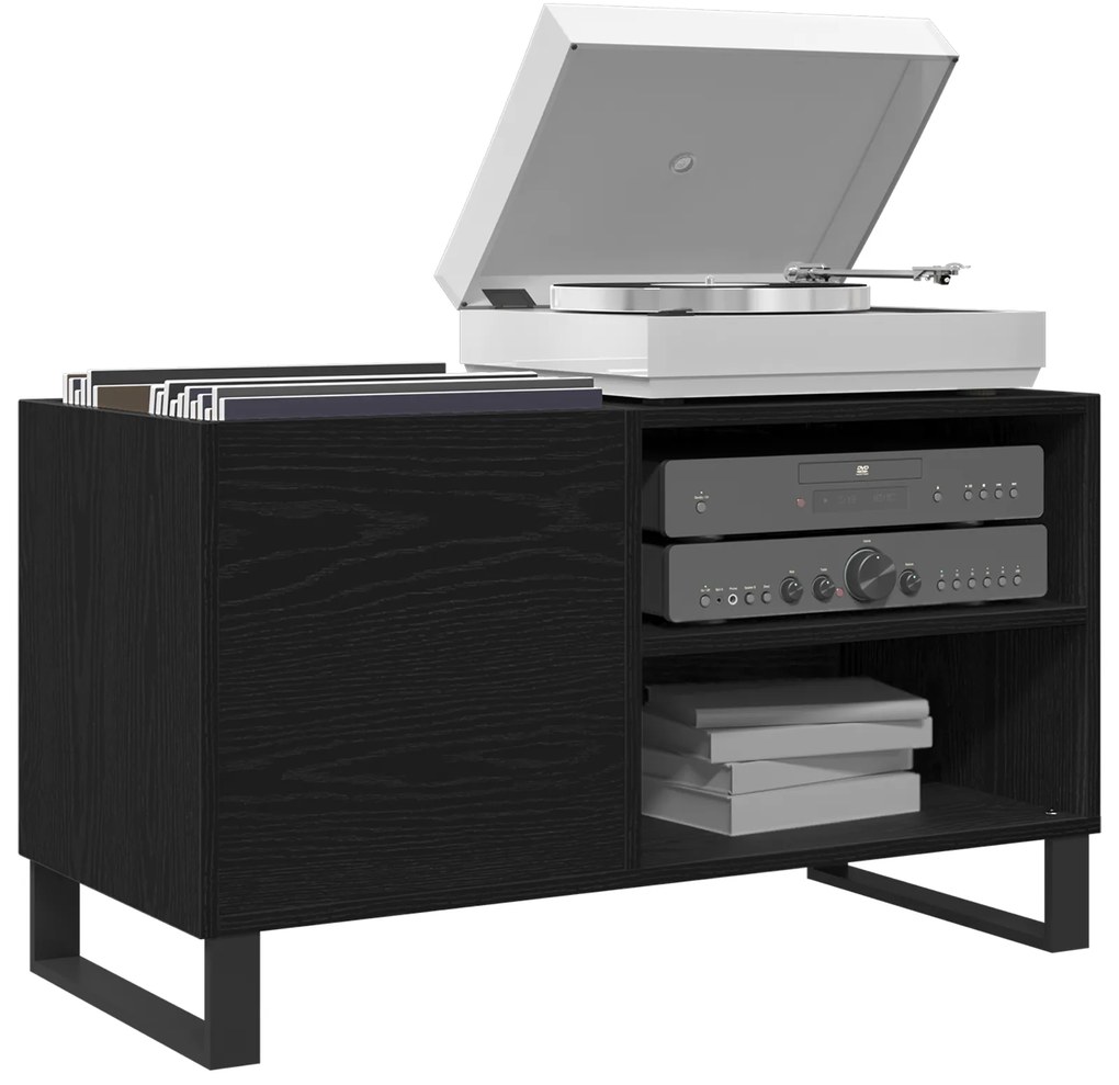 vidaXL Μαύρη Ντουλάπα Δίσκων από Σφένδαμο 84,5x38x48 εκ. Κατεργασμένο Ξύλο