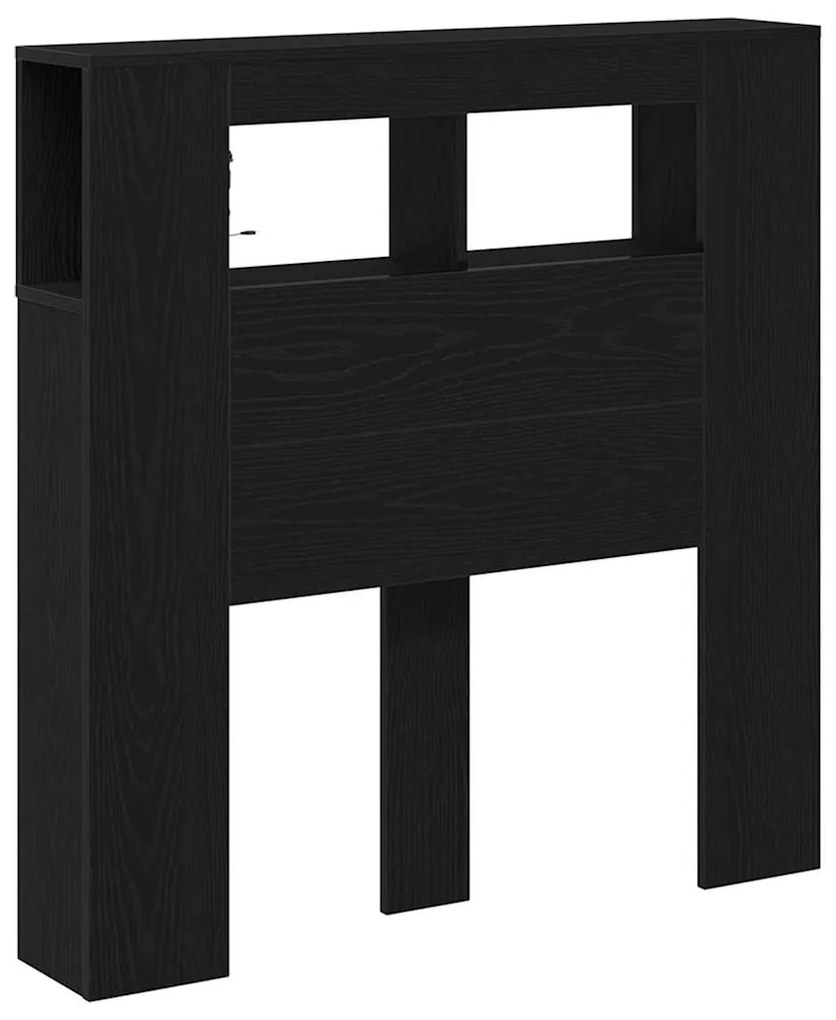 vidaXL LED κεφαλάρι με ράφι Μαύρη δρυς 100 x 18.5 x 103.5 εκ.