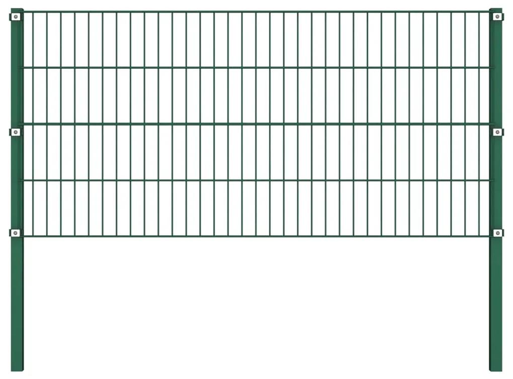 vidaXL Πάνελ Περίφραξης με Στύλους Πράσινο 5,1 μ. Σιδερένιο