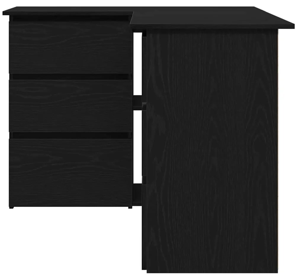 vidaXL Γωνιακό γραφείο Μαύρη δρυς 145 x 100 x 76 εκ Επεξεργασμένο ξύλο