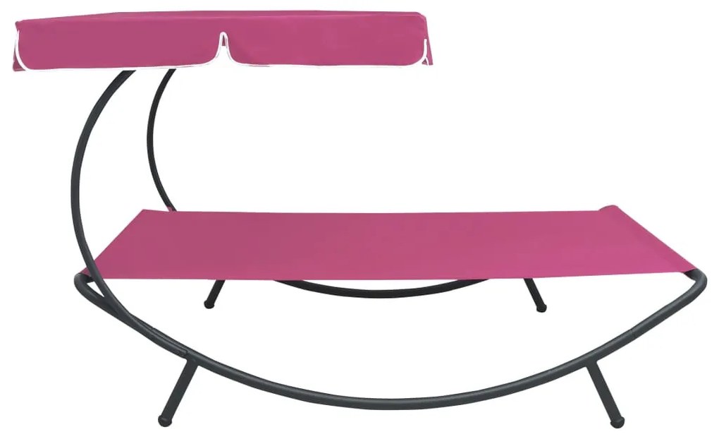 vidaXL Ξαπλώστρα - Κρεβάτι Διπλή Ροζ με Σκίαστρο