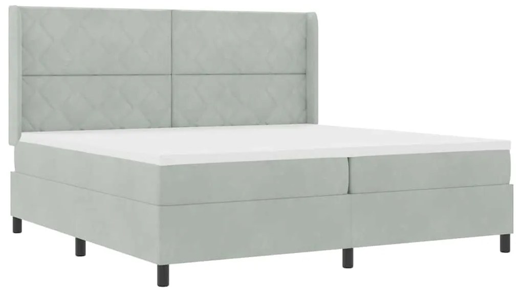 vidaXL Κρεβάτι με ελατήρια Ανοιχτό γκρι 200 x 200 cm Βελούδο