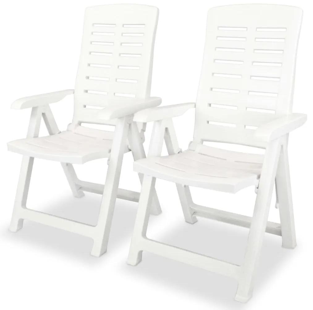 Καρέκλες Κήπου Ανακλινόμενες 2 τεμ. Λευκές Πλαστικές