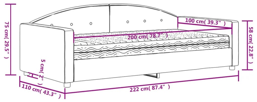 Καναπέ Κρεβάτι με Στρώμα Σκούρο πράσινο 100x200εκ. Βελούδινος - Πράσινο