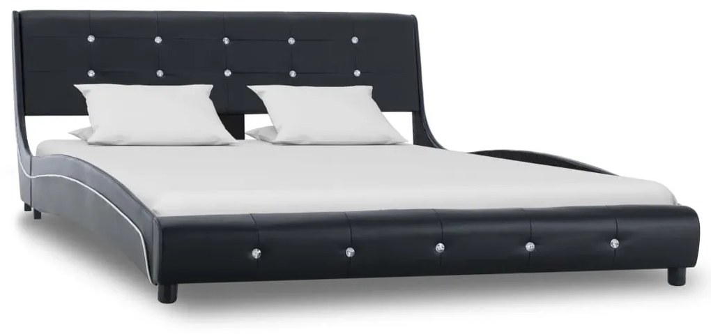 vidaXL Κρεβάτι Μαύρο 140 x 200 εκ. από Συνθετικό Δέρμα με Στρώμα