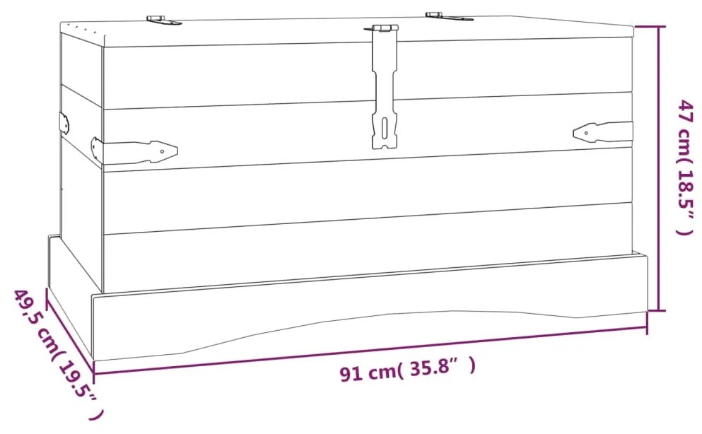 Μπαούλο Μεξικάνικο Στιλ Corona 91 x 49,5 x 47 εκ. Ξύλο Πεύκου - Καφέ