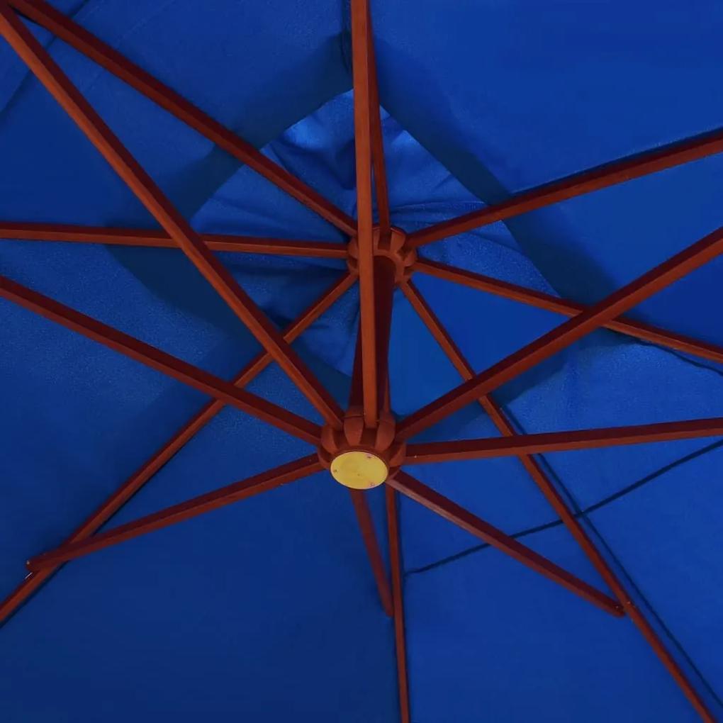 Ομπρέλα Κρεμαστή Μπλε 400 x 300 εκ. με Ξύλινο Ιστό - Μπλε