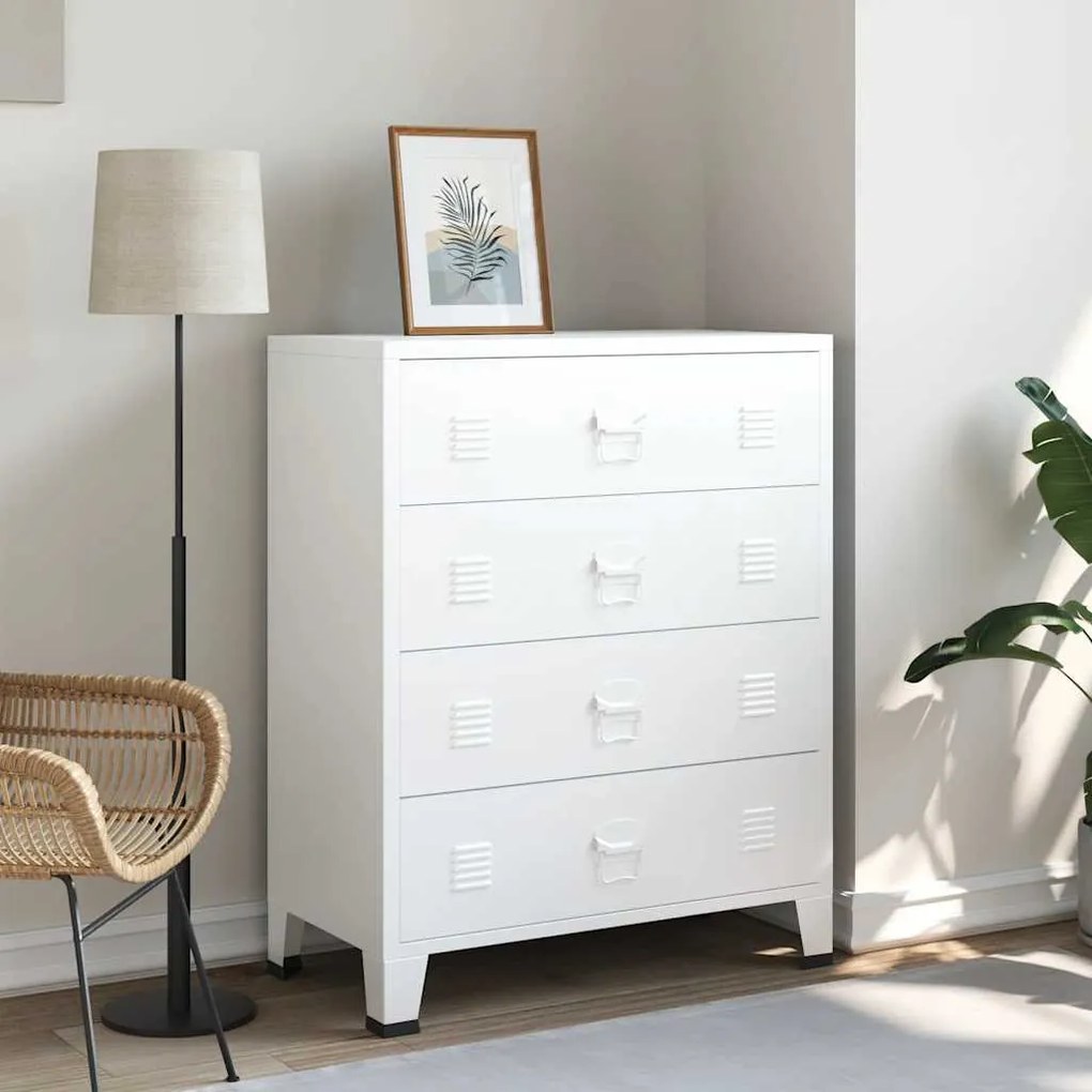 vidaXL Συρταριέρα Βιομηχανική Λευκή 78 x 40 x 93 εκ. Μεταλλική