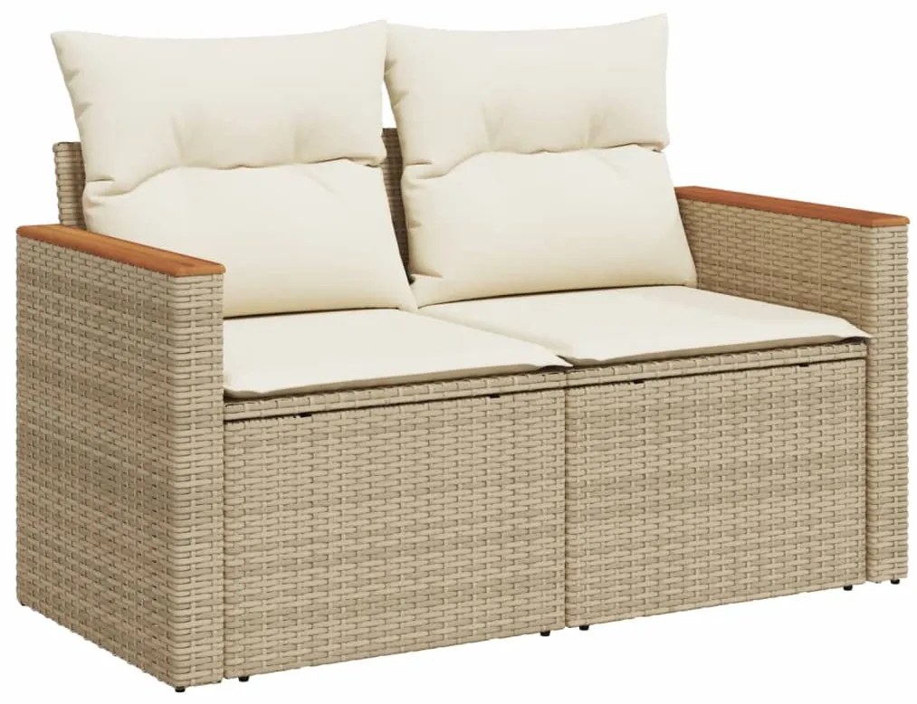 vidaXL Σετ Καναπέ Κήπου 5 τεμ. Μπεζ Συνθετικό Ρατάν με Μαξιλάρι