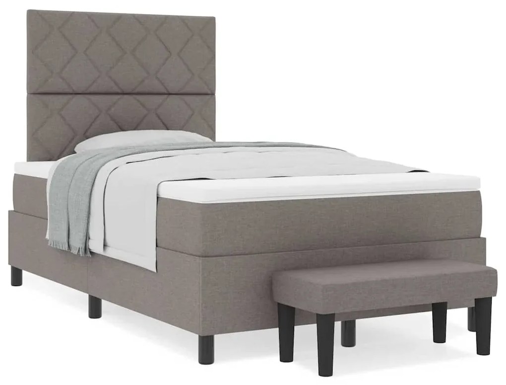 vidaXL Κρεβάτι με ελατήρια με στρώμα Taupe 120 x 200 cm ύφασμα