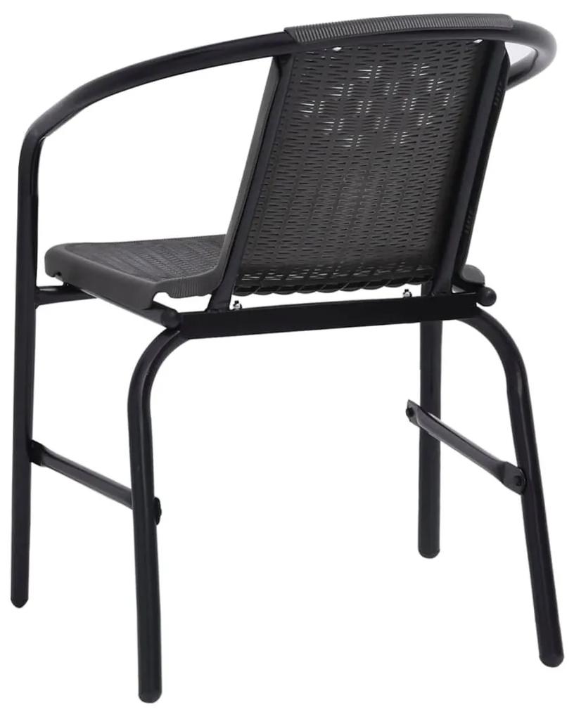 Καρέκλες Κήπου 6 τεμ. 110 κιλά από Πλαστικό Ρατάν &amp; Ατσάλι - Μαύρο