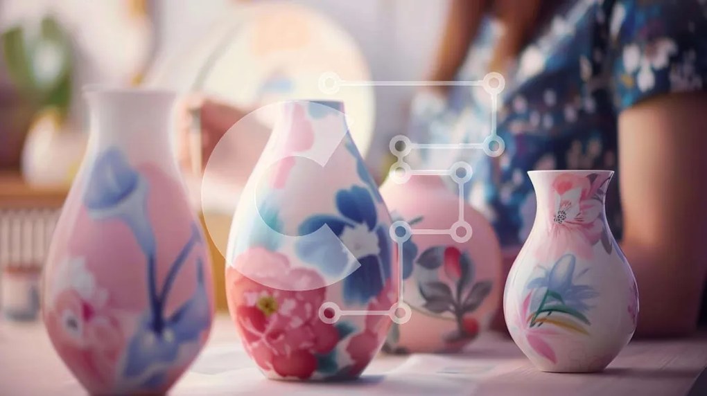 Intra Συλλεκτικό Ξύλινο Παζλ Plywood  4mm - Γυναίκα με πολύχρωμα βάζα και floral μοτίβα Σε Ξύλινο Κουτί - Διαστάσεις Puzzle: 10x10 cm – 25 κομμάτια