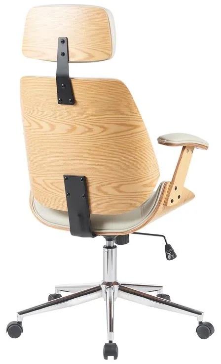 Καρέκλα γραφείου διευθυντή Fetseno μπεζ pu-βάση χρωμίου 53x56x113.5-123.5εκ 53x56x123.5 εκ.