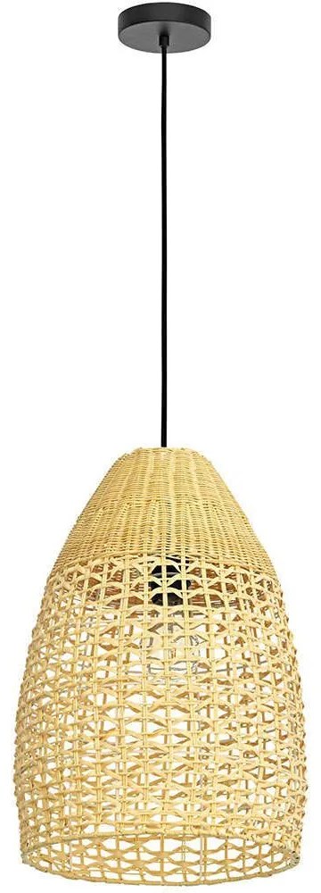 Φωτιστικό Οροφής Sambucona 390237 Φ35x150cm 1xE27 40W Natural-Black Eglo Ατσάλι,Ξύλο