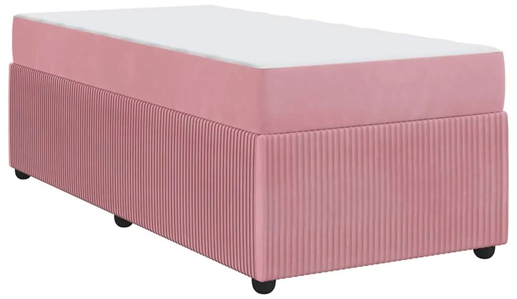 vidaXL Σκελετός κρεβατιού με στρώμα Άλλο Ροζ 90 x 200 cm Βελούδο