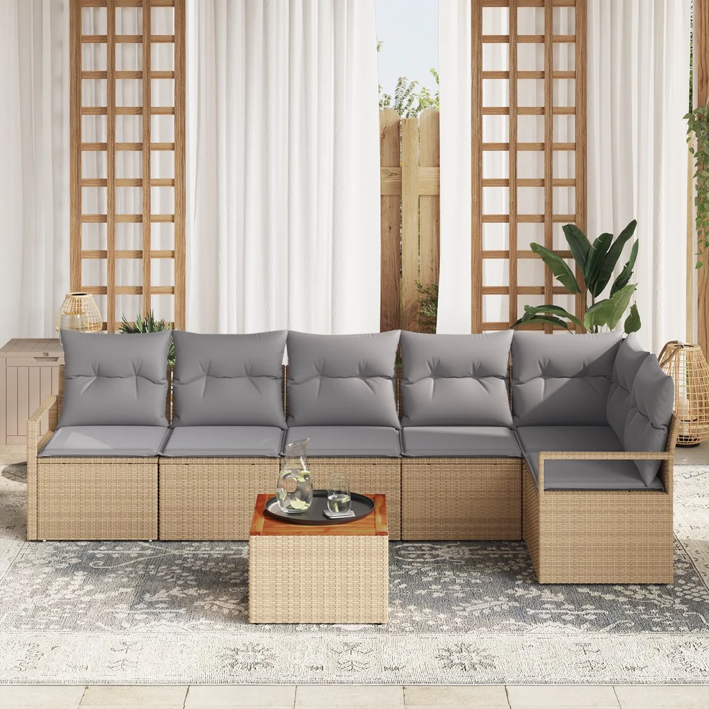 vidaXL Σετ Καναπέ Κήπου 7 pcs Μπεζ, ανοιχτό γκρι Μέτριο