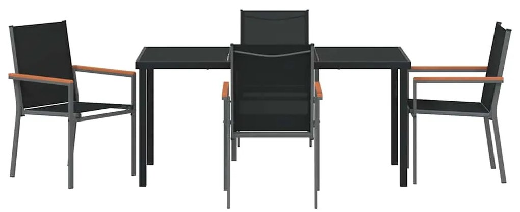 vidaXL Σέτ φαγητού για κήπο 5 pcs Μαύρο Ατσάλι με Πούδρα