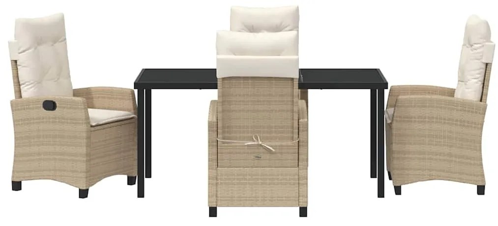 vidaXL Σέτ φαγητού για κήπο με μαξιλάρι 5 pcs Μπεζ συνθετικό ρατάν