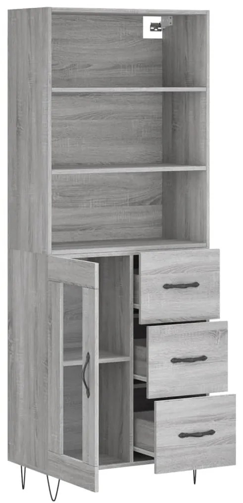 vidaXL Ντουλάπι Γκρι Sonoma 69,5 x 34 x 180 εκ. Επεξεργασμένο Ξύλο