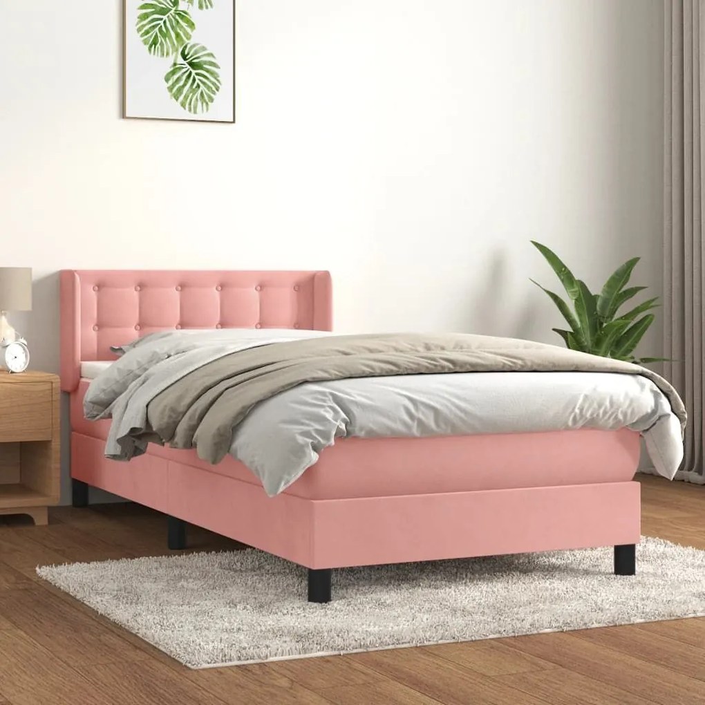 ΚΡΕΒΑΤΙ BOXSPRING ΜΕ ΣΤΡΩΜΑ ΡΟΖ 100X200 ΕΚ. ΒΕΛΟΥΔΙΝΟ 3131188