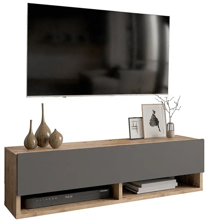 Intrahome Έπιπλο τηλεόρασης επιτοίχιο Roscoe Intrahome ανθρακί-oak 100x31,5x29εκ | SKU: INTRAPA-287111133