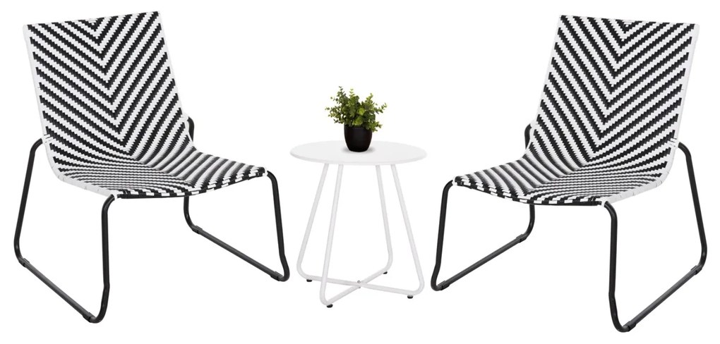 ΣΕΤ LOUNGE 3TMX ΕΞ.ΧΩΡΟΥ PONY HM21193.02 ΜΕΤΑΛΛΟ ΚΑΙ ΣΥΝΘ.RATTAN ΣΕ ΛΕΥΚΟ-ΜΑΥΡΟ