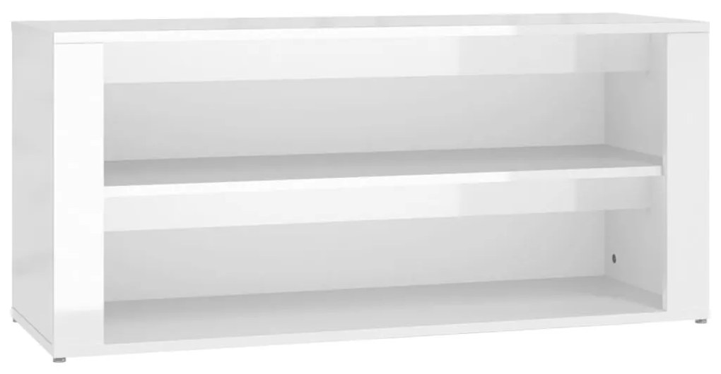 Παπουτσοθήκη Γυαλιστερή Λευκή 100x35x45 εκ. Επεξεργασμένο Ξύλο - Λευκό