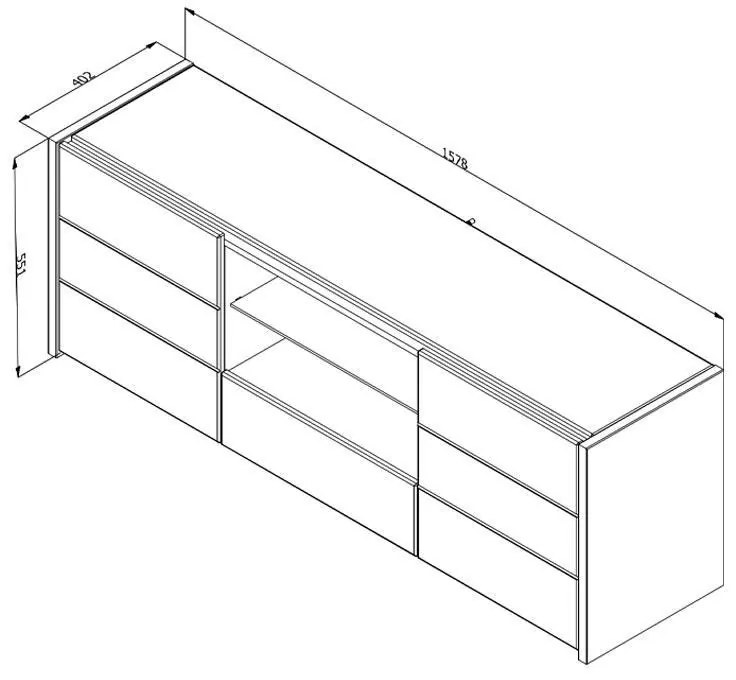 Έπιπλο Τηλεόρασης Alicia  Artisan Oak - Λευκό - Λευκή Λάκα 158x40x55 εκ. 158x40x55 εκ.