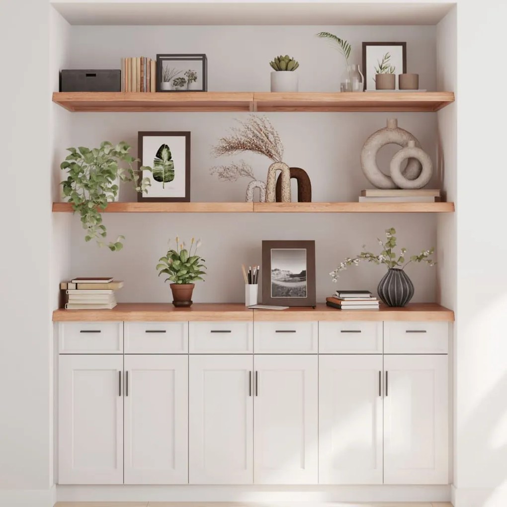 Ράφι Τοίχου Ανοιχτό Καφέ 160x60x(2-4)εκ. Επεξ. Μασίφ Ξύλο Δρυός 363714