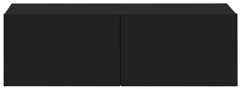 vidaXL Έπιπλα Τηλεόρασης Τοίχου 4 τεμ. Μαύρα 100 x 30 x 30 εκ.