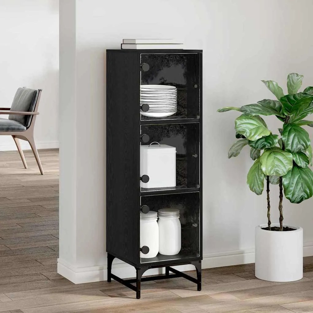 vidaXL Highboard Μαύρη δρυς 35 x 37 x 117 εκ. Επεξεργασμένο ξύλο