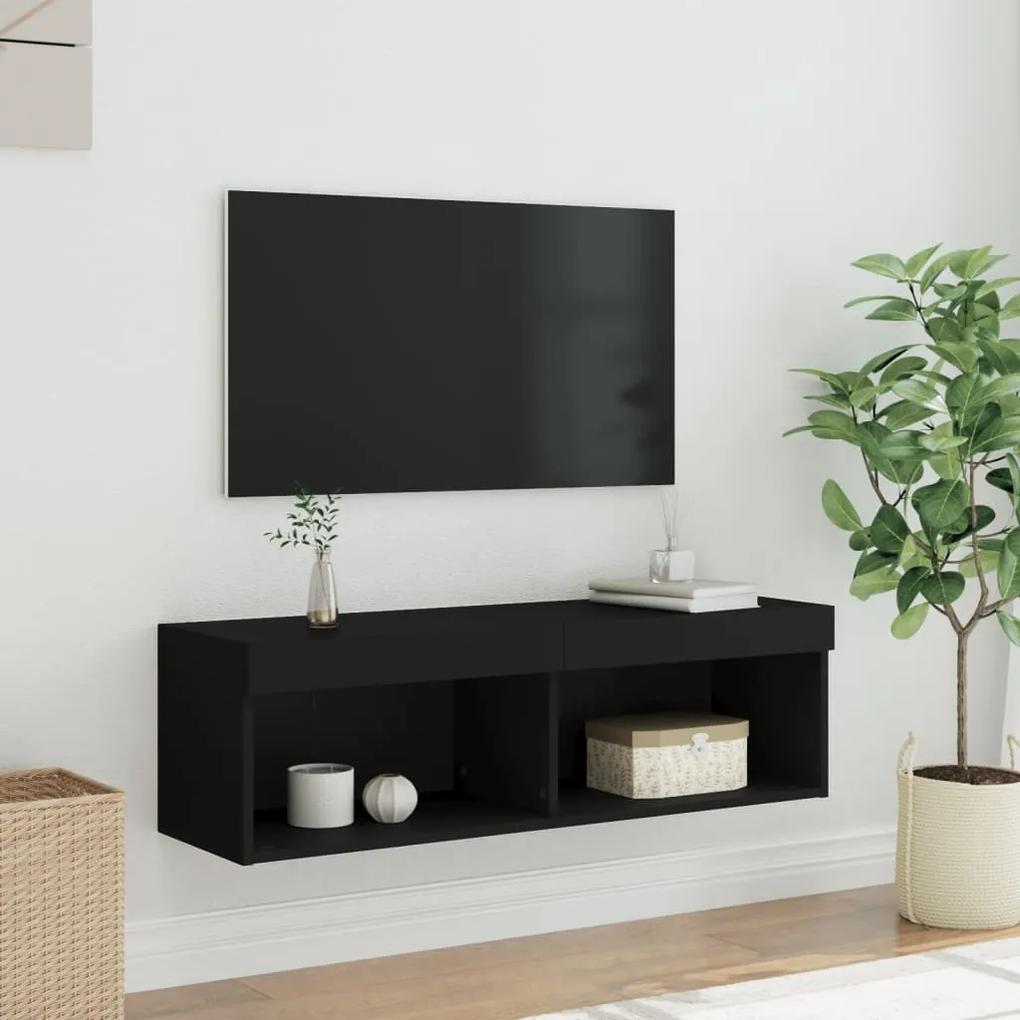 vidaXL Έπιπλο Τηλεόρασης με LED Μαύρο 100x30x30 εκ.