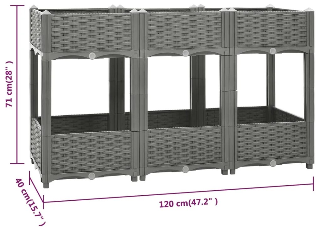 vidaXL Ζαρντινιέρα 120 x 40 x 71 εκ. από Πολυπροπυλένιο